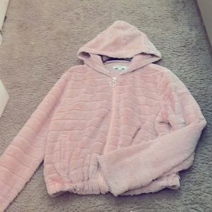 Cute Pink fluffy jacket with hoodie